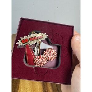 2003 Baldwin Brass Cheerleading Christmas Tree Ornament - Pom Poms GO TEAM!